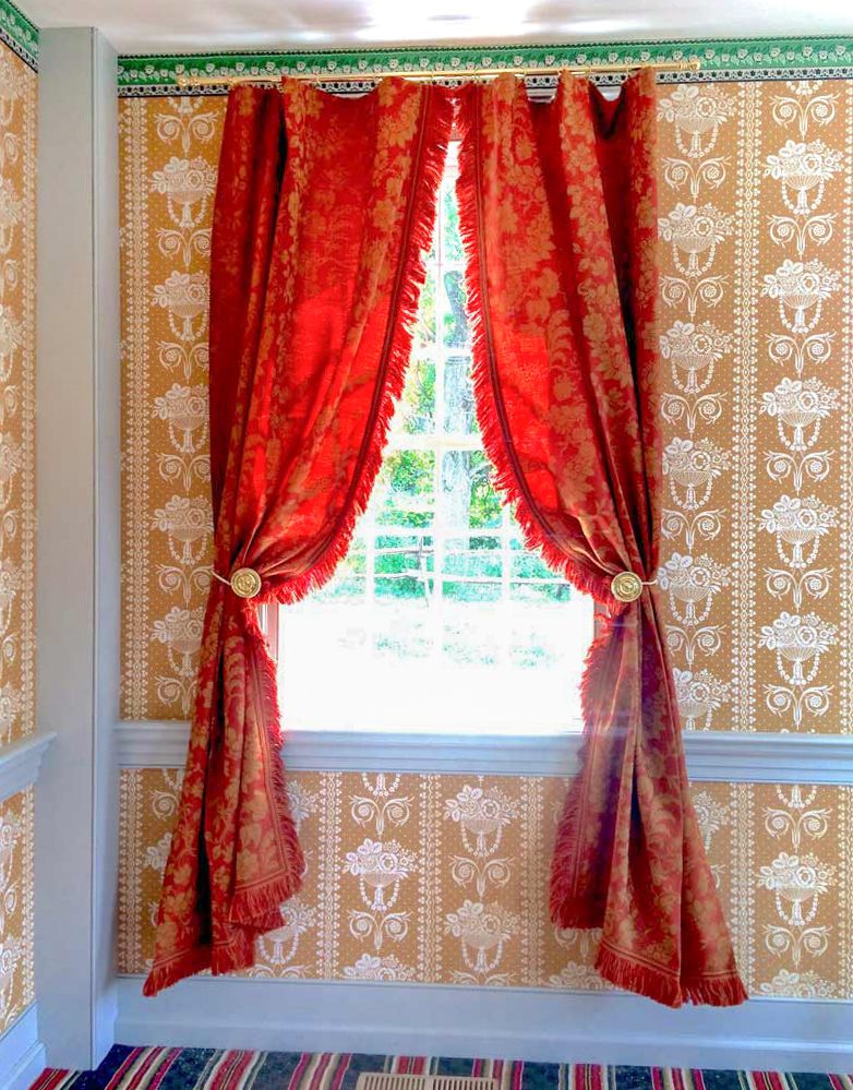 Figured Worsted drapery in Emma Hale Parlor 