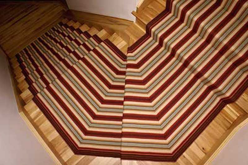 Our Venetian carpets can be installed on curving and complex staircases. Pie-shaped stairs and landings are no problem.